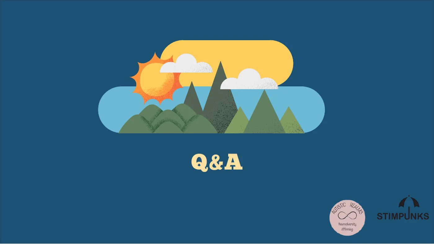 A slide reading simply "Q&A", over an illustration of mountains, a tent and the sun — open space for questions and discussion.